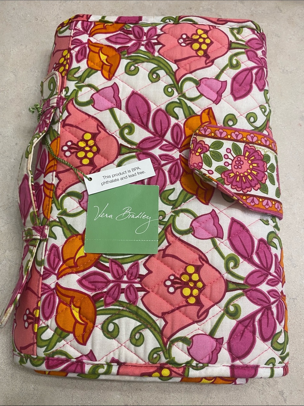 VERA BRADLEY Lilli Bell Travel Diaper Changing Pad/Clutch handle mesh pockets